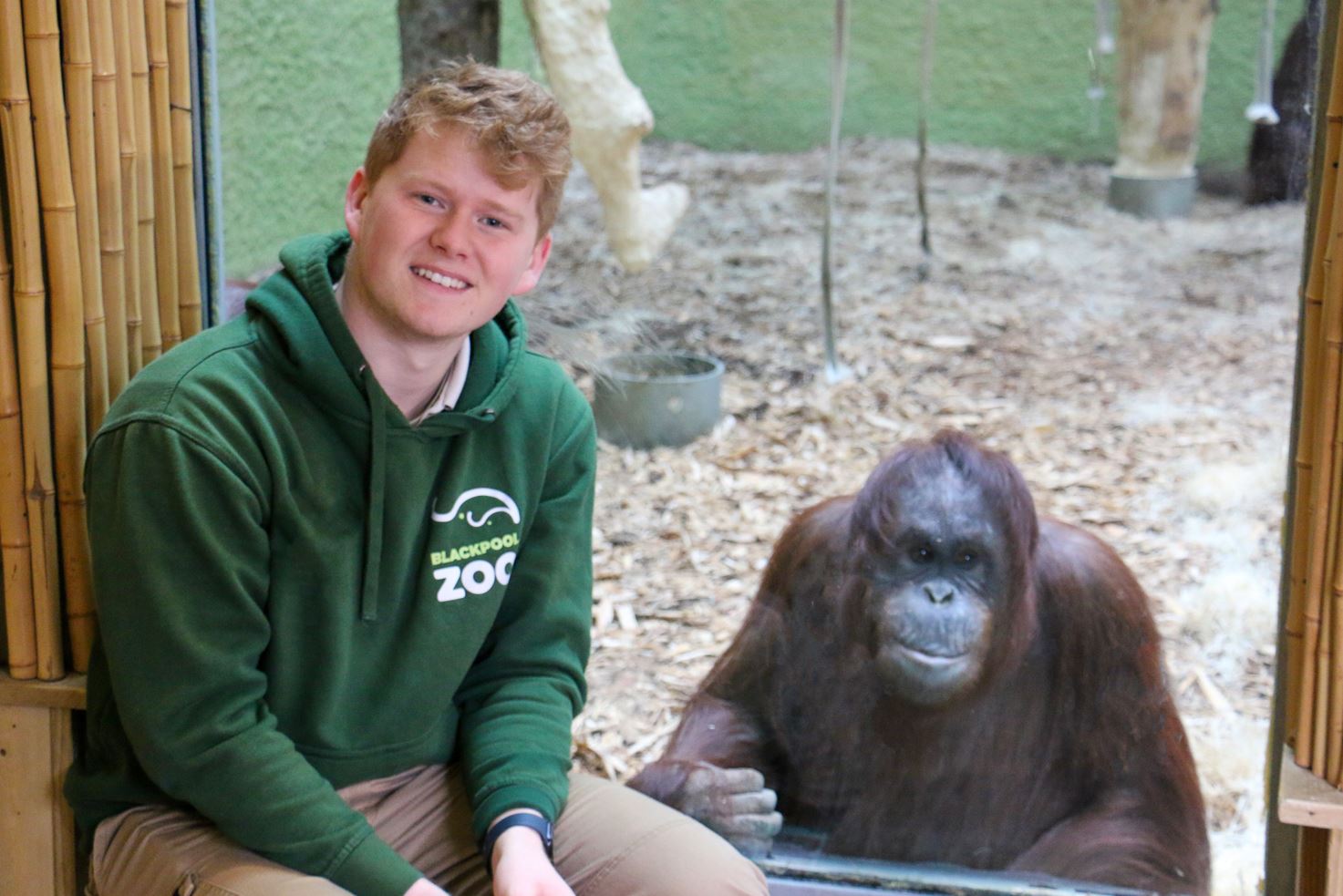 Joe pictured with orangutan